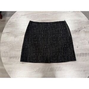Theory Black Mini Skirt Textured Tweed Career Office Lined Zip Size 00
